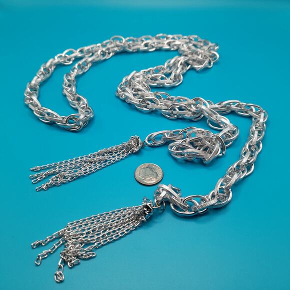 Vintage Long Lariat Tassel Necklace or Belt, Eloxal Jewelry - Picture 9 of 10